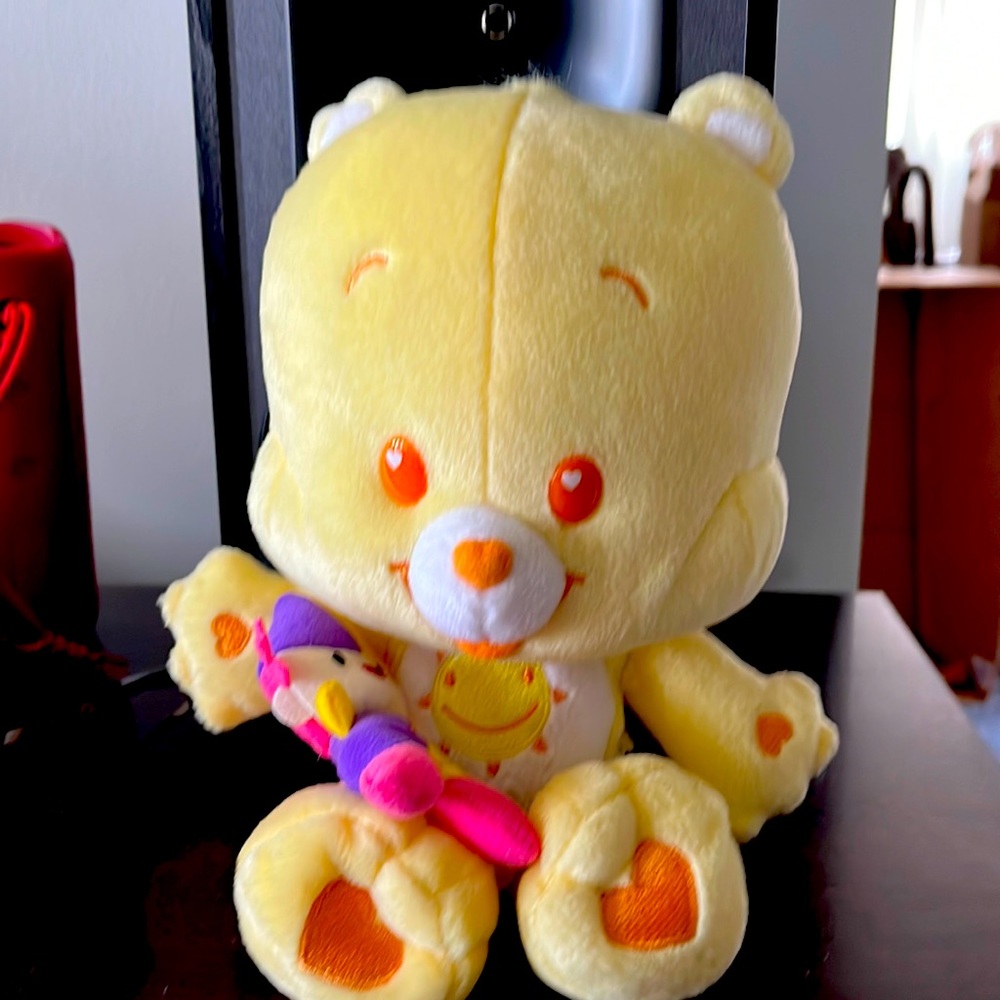 Funshine bear plush! CARE BEAR ORIGINAL! Yellow with a friend clown! 🤡 🌞